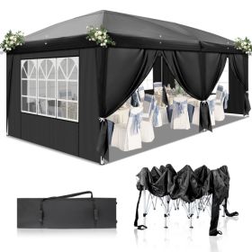 10X20ft Black 6 Sided -4 Window Folding Shed Oxford Cloth