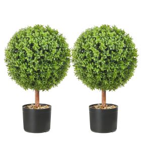 VEVOR 2x Artificial Boxwood Ball Ã˜40,6cm Garden Deco Boxwood in Flowerpot Ball Artificial Boxwood Ball Artificial Plant made of PE, Wood