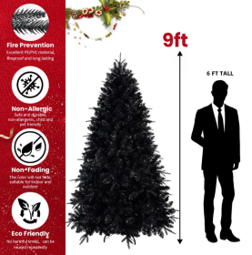 4.5.6.7.7.5.8.9ft PE  PVC Mixed Black Tree (Option: 9feet mixed black tree)