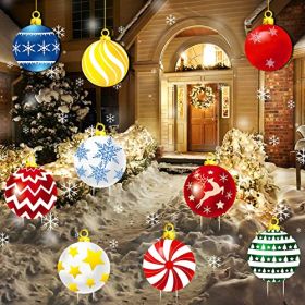 9Pcs Christmas Yard Signs With Stakes And Cords Christmas Balls Yard Signs Decorations For Outdoor Yard Porch Tree Lawn Decorations Xmas Party De (Option: 9pcs)