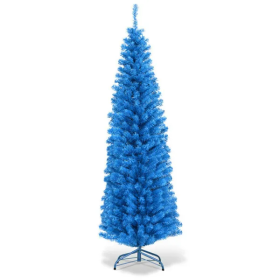 6FT Artificial Christmas Tree - 520 Branch Tips, Blue Pencil Shape Design (Color: Blue)