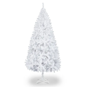 6 FT Artificial Christmas Tree With 800 Branch Tips And Sturdy Metal Stand, White (Option: White)