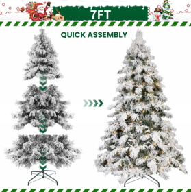 5.6.7.8ft PVC Flocked Tree  Memory Wire Power Pole (Option: 7foot PVC plush tree)