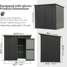 Backyard Storage Shed With Sloping Roof Galvanized Steel Frame Outdoor Garden Shed Metal Utility Tool Storage Room With Latches And Lockable Door (Option: Dark gray)