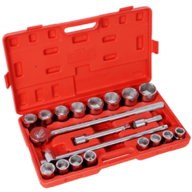 21PCS 3  4 DRIVE SOCKET SET 6 POINTS,SAE Size,Red Blow Case (Color: Silver)