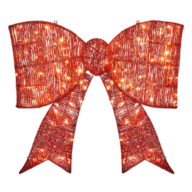 Pre-lit Outdoor Giant Bowknot Christmas Decoration, Lighted Metal Frame With 124 Warm White LED Lights, For Front Door Gate Wall Indoor Outdoor H (Option: Red)